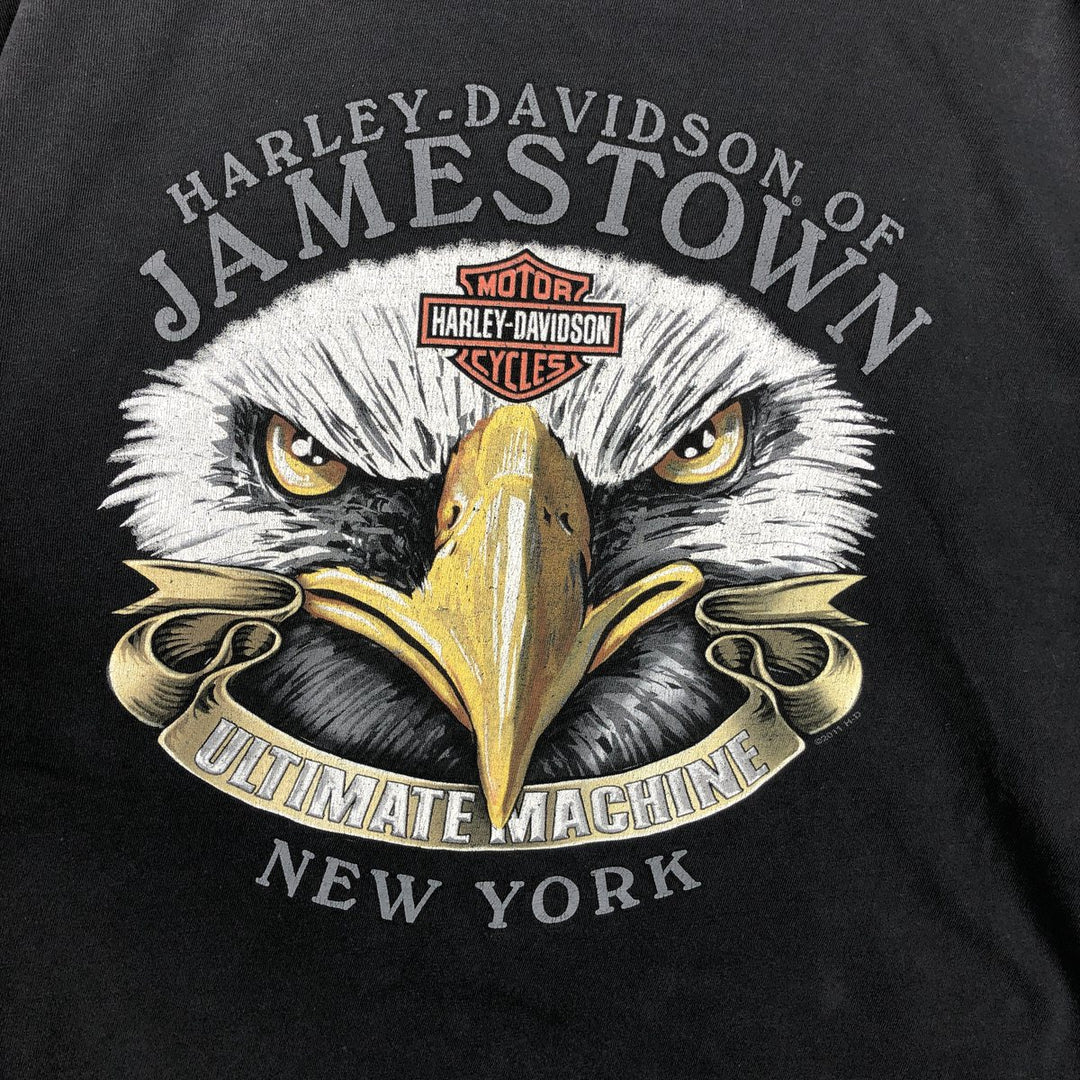 Harley-Davidson Eagle Pattern Motorcycle T-Shirt, Men's XXL (approx.) cotton black type Vintage Second Hand