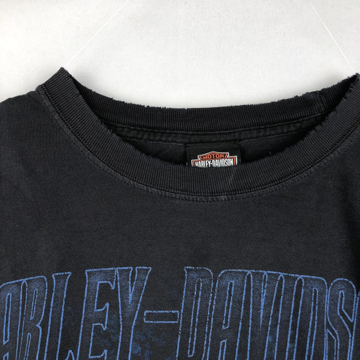 Harley-Davidson Eagle Pattern Motorcycle T-Shirt, Men's XXL (approx.) cotton black type Vintage Second Hand