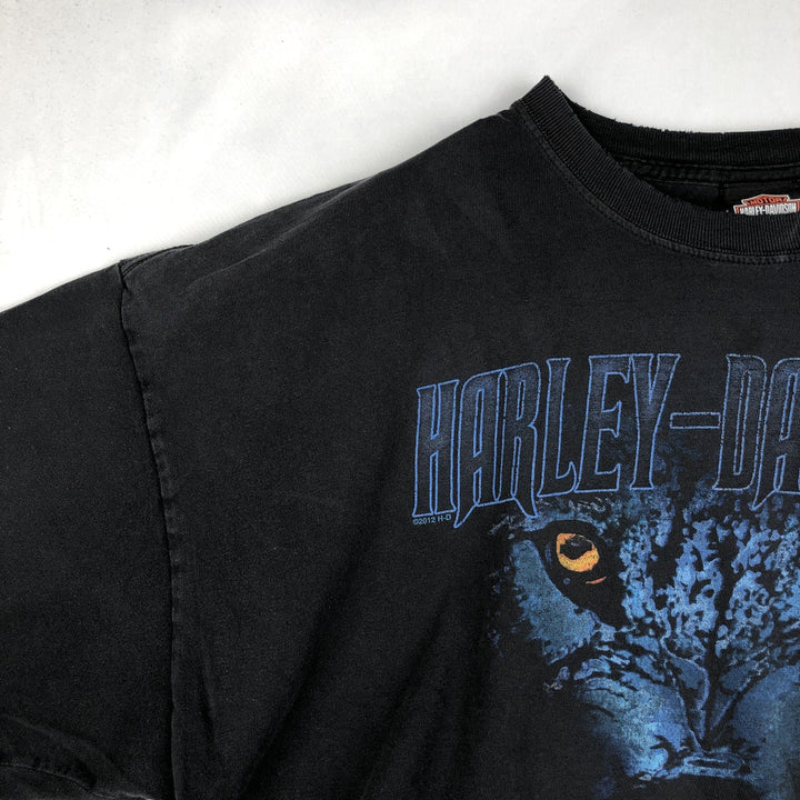 Harley-Davidson Eagle Pattern Motorcycle T-Shirt, Men's XXL (approx.) cotton black type Vintage Second Hand