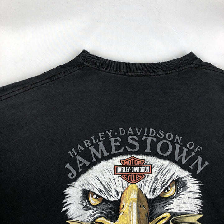 Harley-Davidson Eagle Pattern Motorcycle T-Shirt, Men's XXL (approx.) cotton black type Vintage Second Hand
