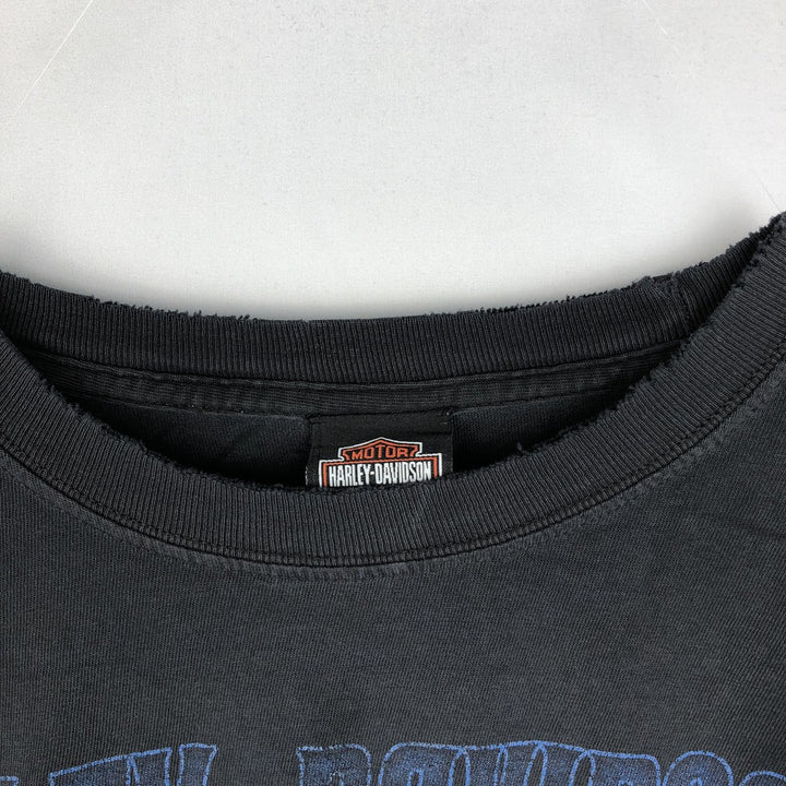 Harley-Davidson Eagle Pattern Motorcycle T-Shirt, Men's XXL (approx.) cotton black type Vintage Second Hand
