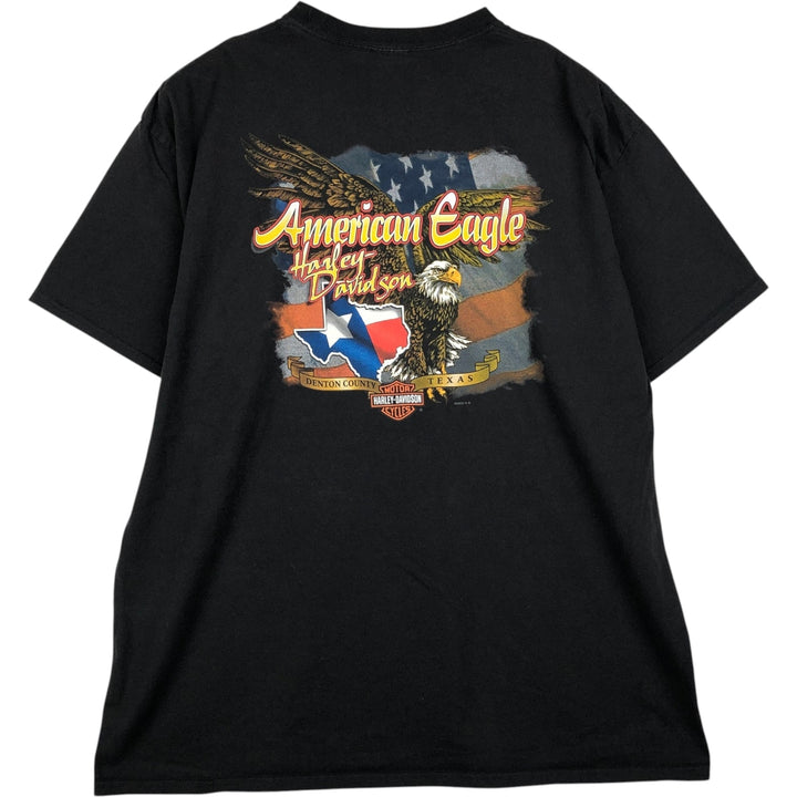 Harley-Davidson Eagle Pattern/Stars and Stripes Motorcycle T-Shirt, Men's XXL (approx.) cotton black type Vintage Second Hand