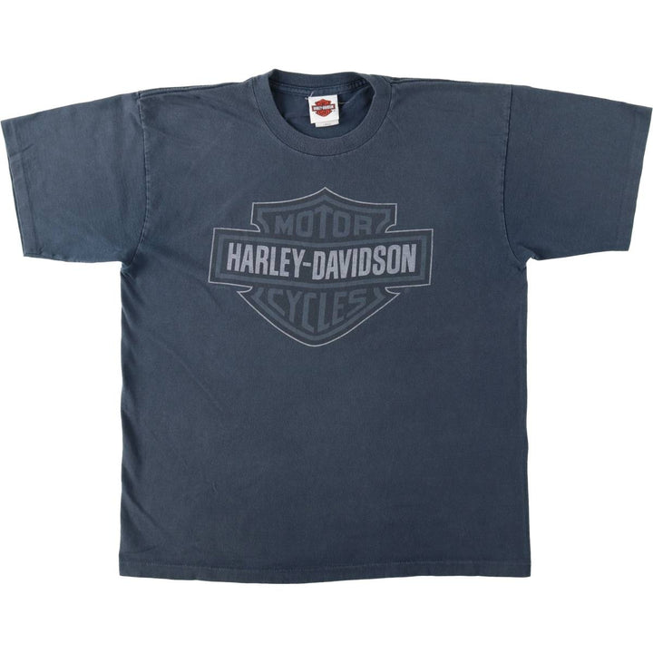 2000'S Harley-Davidson Motorcycle T-Shirt, Made in USA, Men's Size L (approx.), Vintage cotton navy blue type Vintage Second Hand