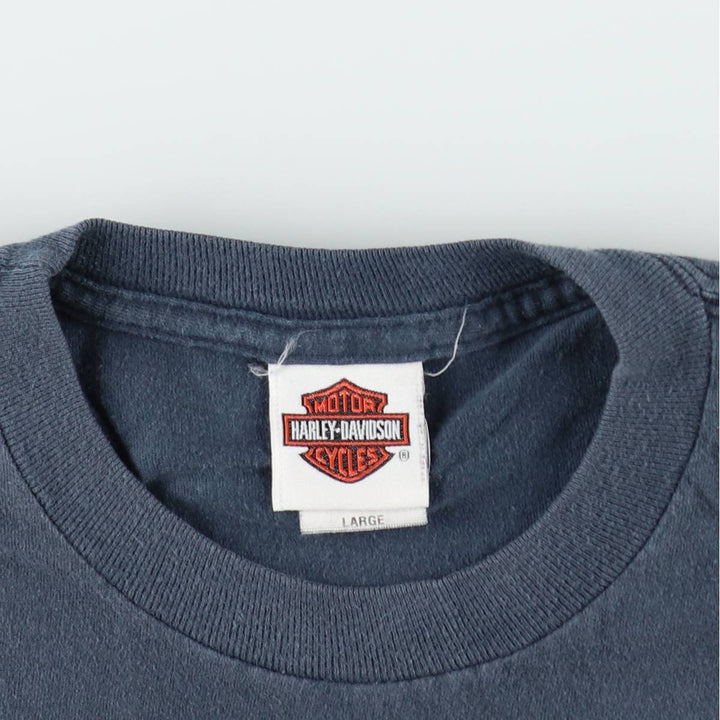 2000'S Harley-Davidson Motorcycle T-Shirt, Made in USA, Men's Size L (approx.), Vintage cotton navy blue type Vintage Second Hand