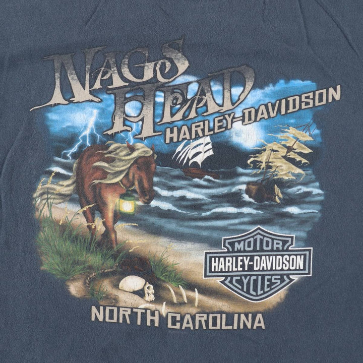 2000'S Harley-Davidson Motorcycle T-Shirt, Made in USA, Men's Size L (approx.), Vintage cotton navy blue type Vintage Second Hand