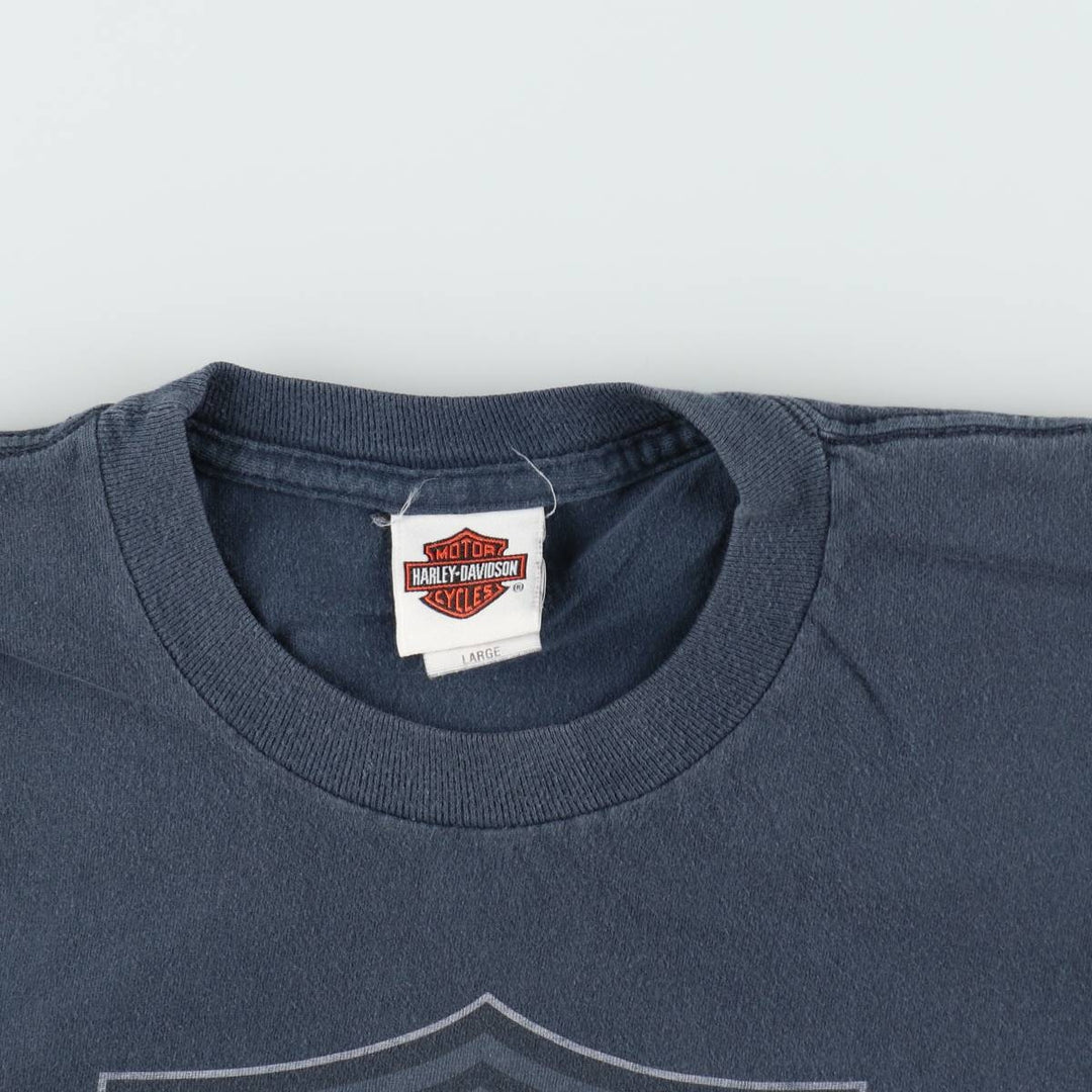 2000'S Harley-Davidson Motorcycle T-Shirt, Made in USA, Men's Size L (approx.), Vintage cotton navy blue type Vintage Second Hand
