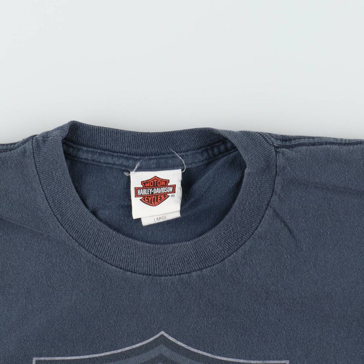 2000'S Harley-Davidson Motorcycle T-Shirt, Made in USA, Men's Size L (approx.), Vintage cotton navy blue type Vintage Second Hand