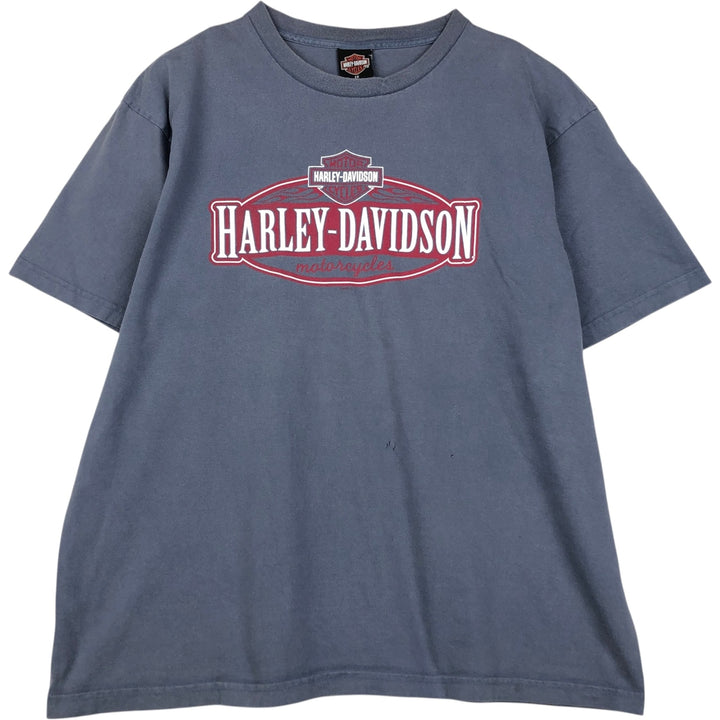 00'S Harley-Davidson Motorcycle Bike T-shirt Men's XXL unclear Blue type light blue Vintage Second Hand