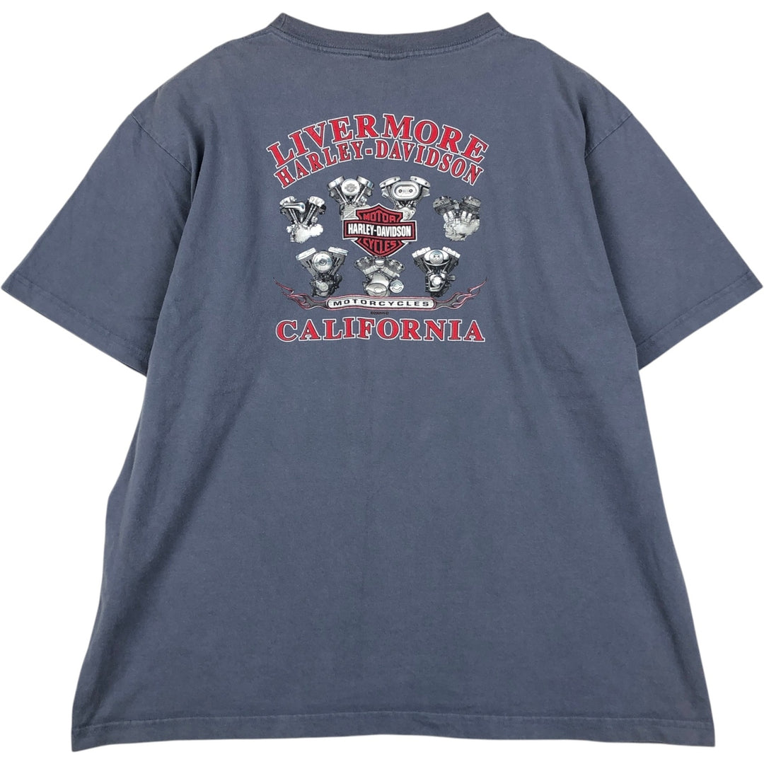 00'S Harley-Davidson Motorcycle Bike T-shirt Men's XXL unclear Blue type light blue Vintage Second Hand