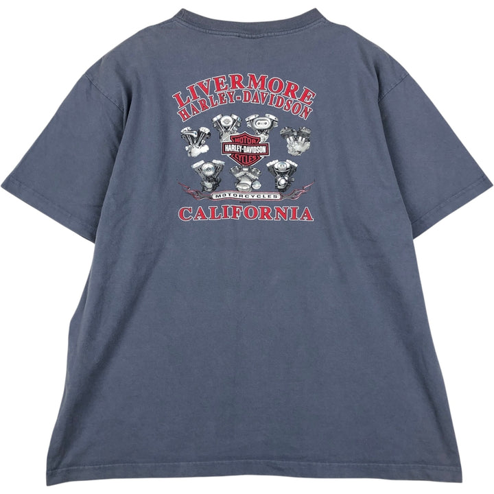 00'S Harley-Davidson Motorcycle Bike T-shirt Men's XXL unclear Blue type light blue Vintage Second Hand