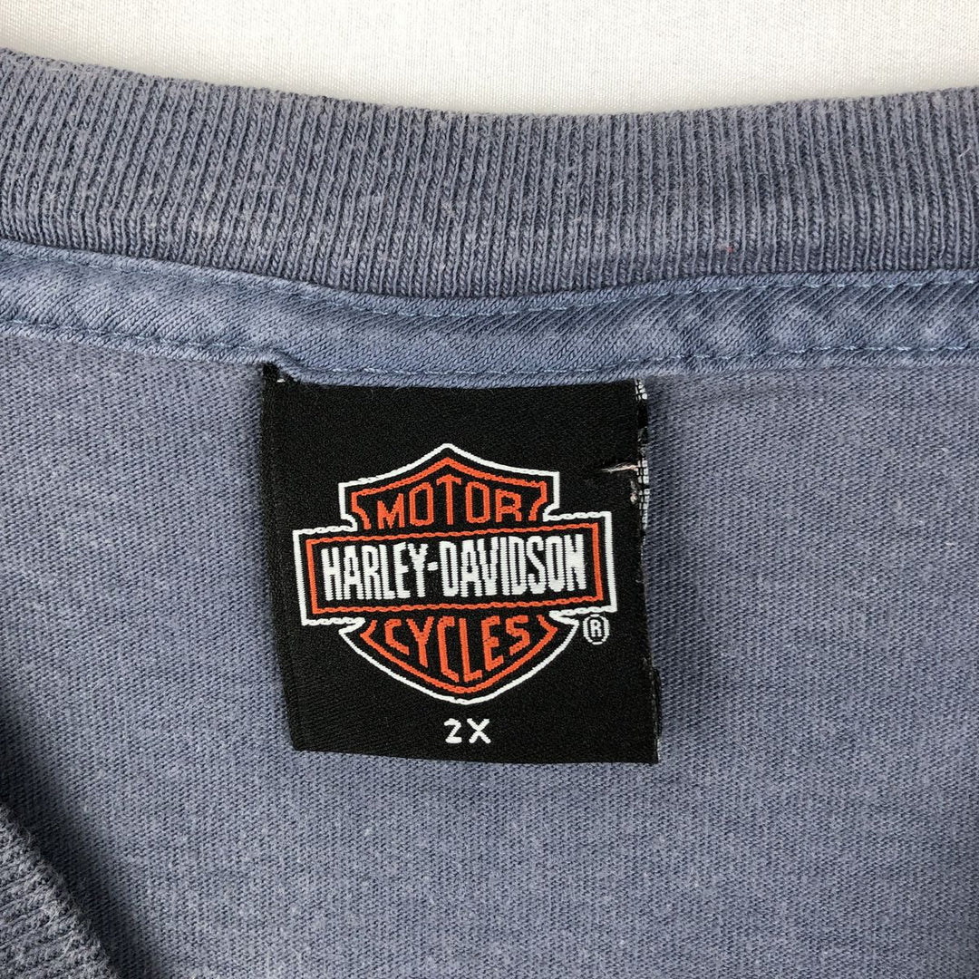 00'S Harley-Davidson Motorcycle Bike T-shirt Men's XXL unclear Blue type light blue Vintage Second Hand