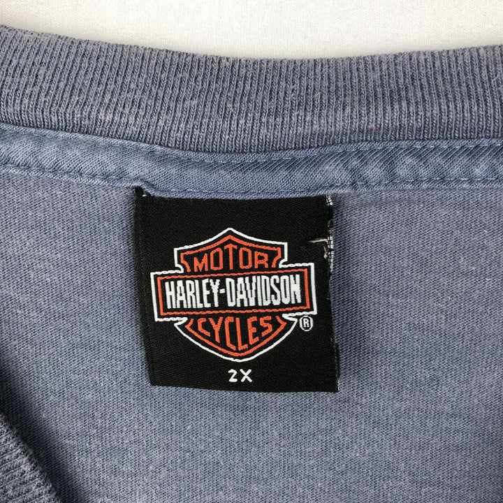 00'S Harley-Davidson Motorcycle Bike T-shirt Men's XXL unclear Blue type light blue Vintage Second Hand