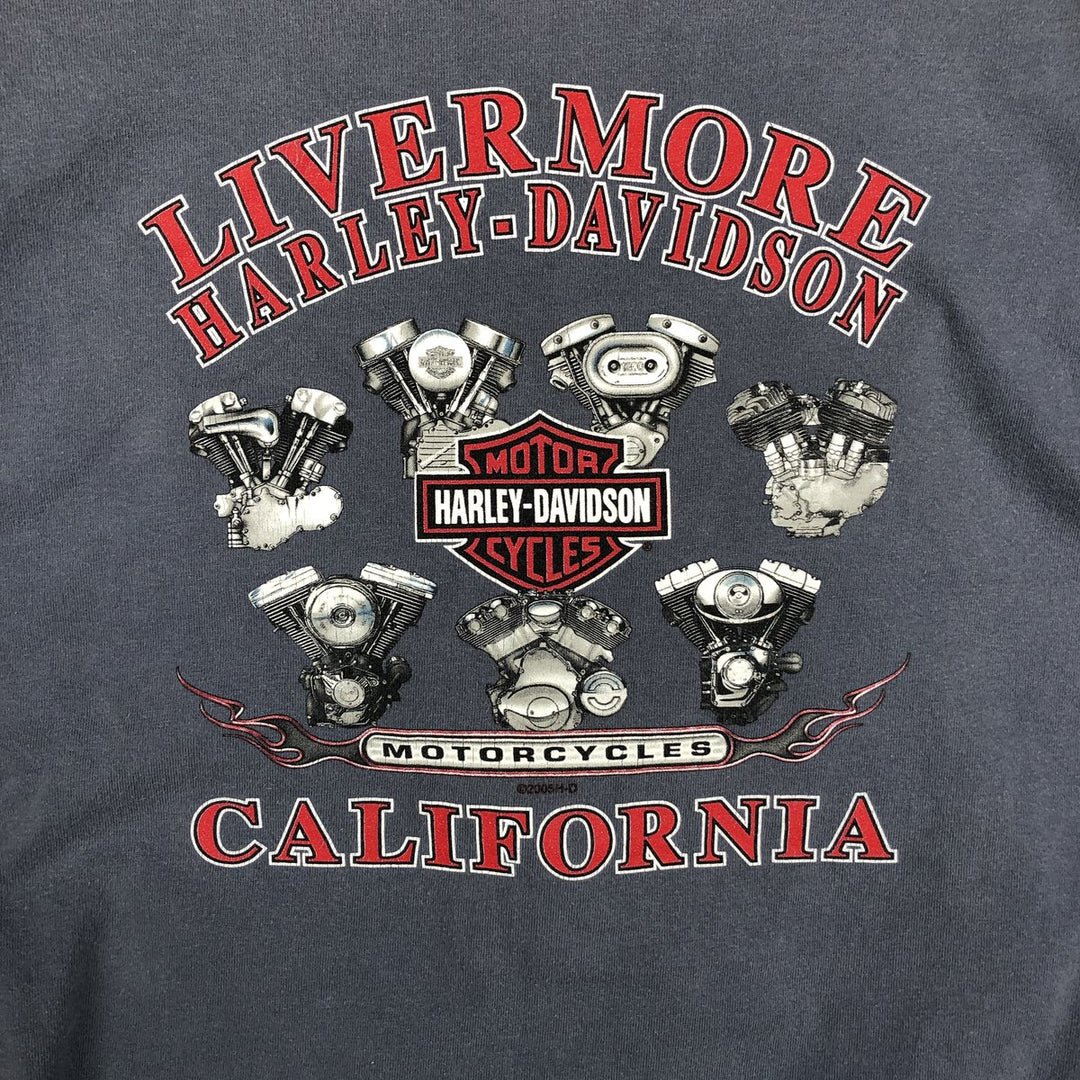 00'S Harley-Davidson Motorcycle Bike T-shirt Men's XXL unclear Blue type light blue Vintage Second Hand