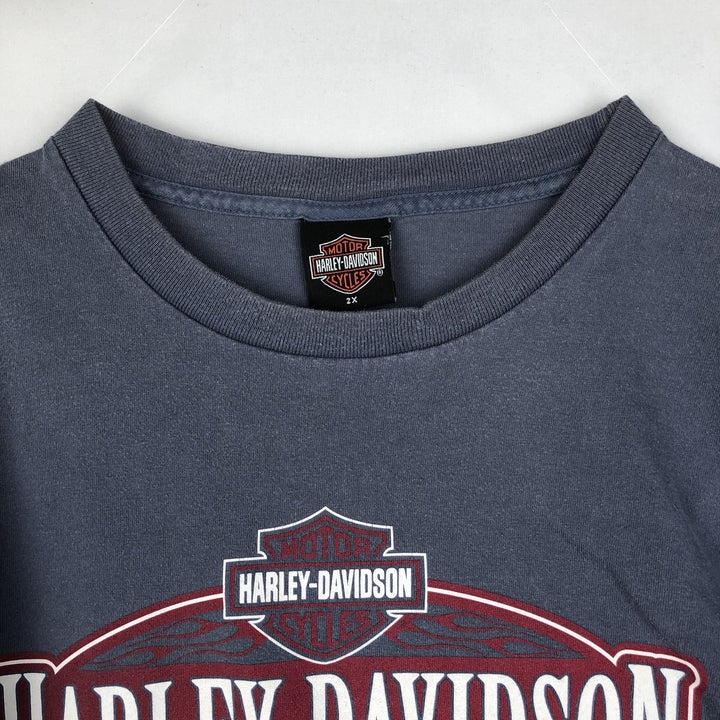 00'S Harley-Davidson Motorcycle Bike T-shirt Men's XXL unclear Blue type light blue Vintage Second Hand