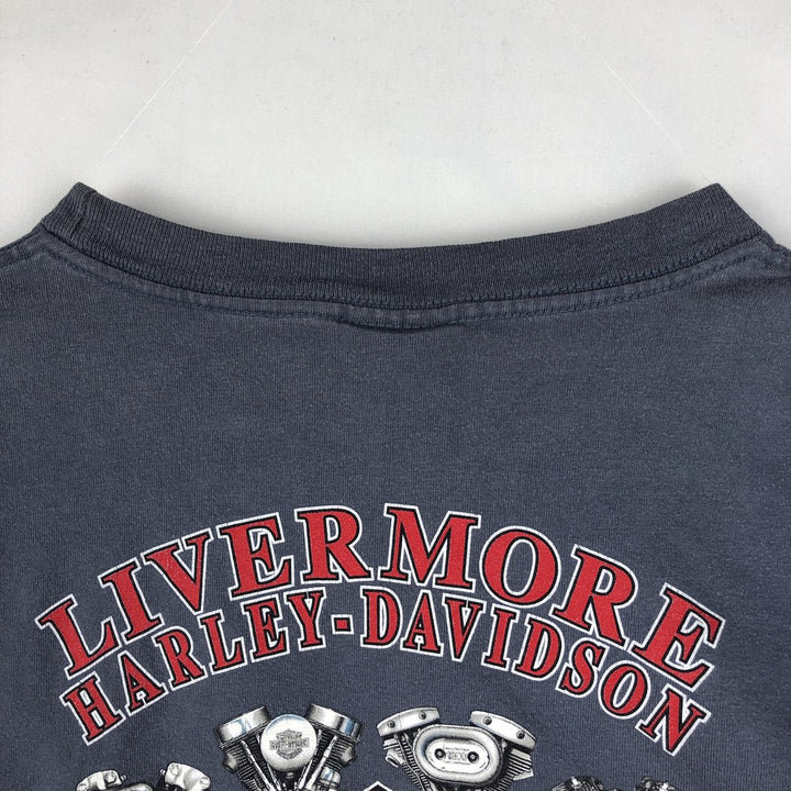 00'S Harley-Davidson Motorcycle Bike T-shirt Men's XXL unclear Blue type light blue Vintage Second Hand