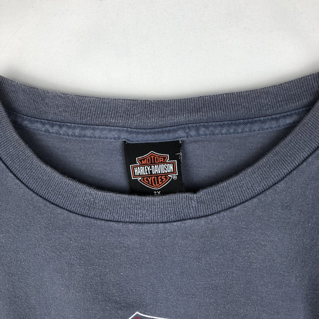00'S Harley-Davidson Motorcycle Bike T-shirt Men's XXL unclear Blue type light blue Vintage Second Hand