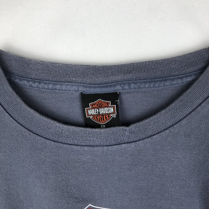 00'S Harley-Davidson Motorcycle Bike T-shirt Men's XXL unclear Blue type light blue Vintage Second Hand
