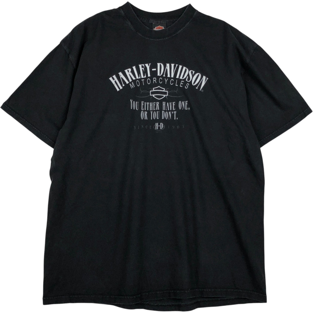 2000'S Harley-Davidson Eagle Pattern Motorcycle T-Shirt, Made in USA, Men's XXL equivalent. cotton black type Vintage Second Hand