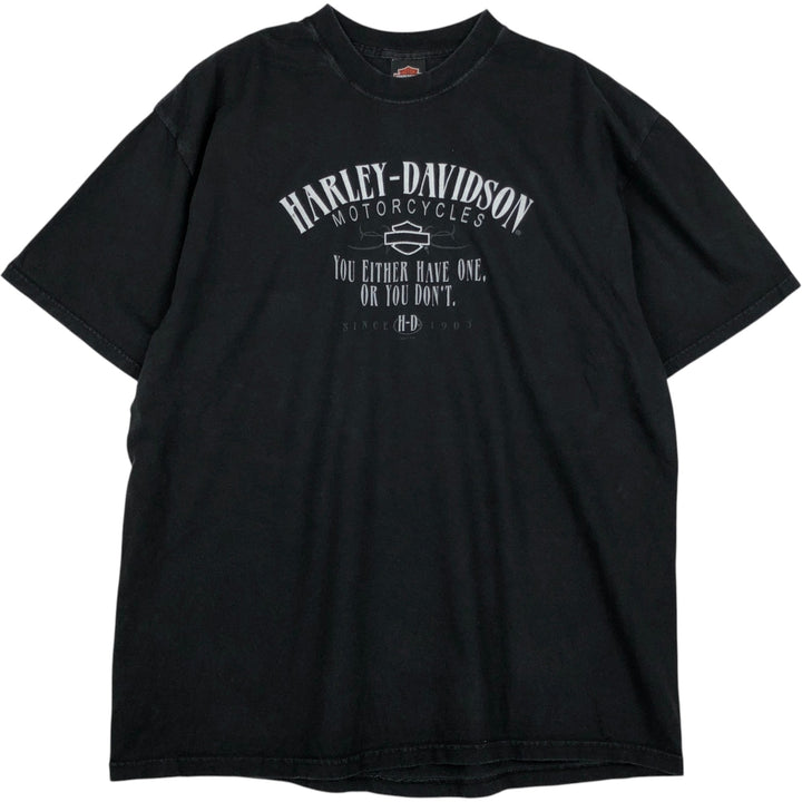 2000'S Harley-Davidson Eagle Pattern Motorcycle T-Shirt, Made in USA, Men's XXL equivalent. cotton black type Vintage Second Hand