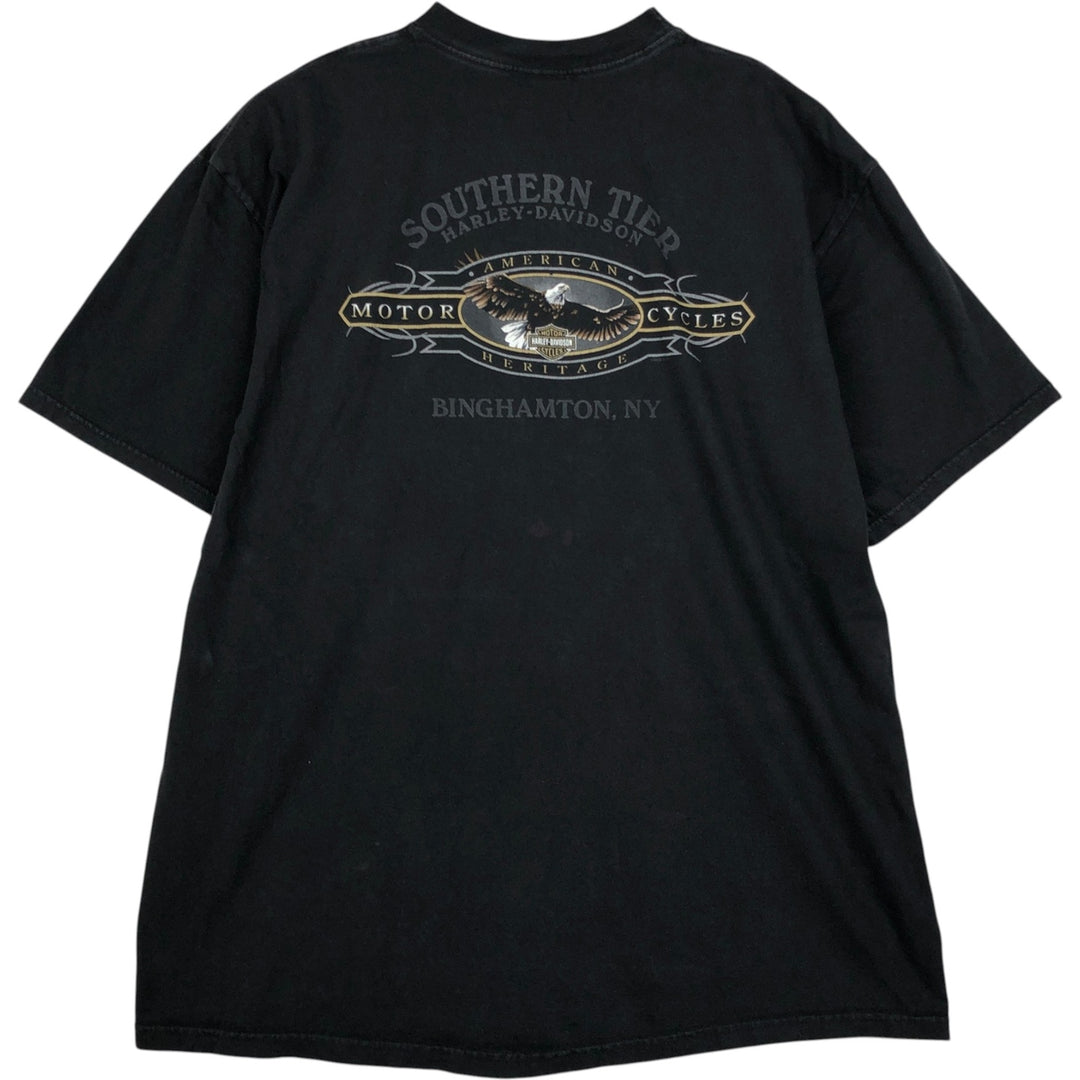 2000'S Harley-Davidson Eagle Pattern Motorcycle T-Shirt, Made in USA, Men's XXL equivalent. cotton black type Vintage Second Hand