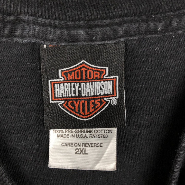 2000'S Harley-Davidson Eagle Pattern Motorcycle T-Shirt, Made in USA, Men's XXL equivalent. cotton black type Vintage Second Hand