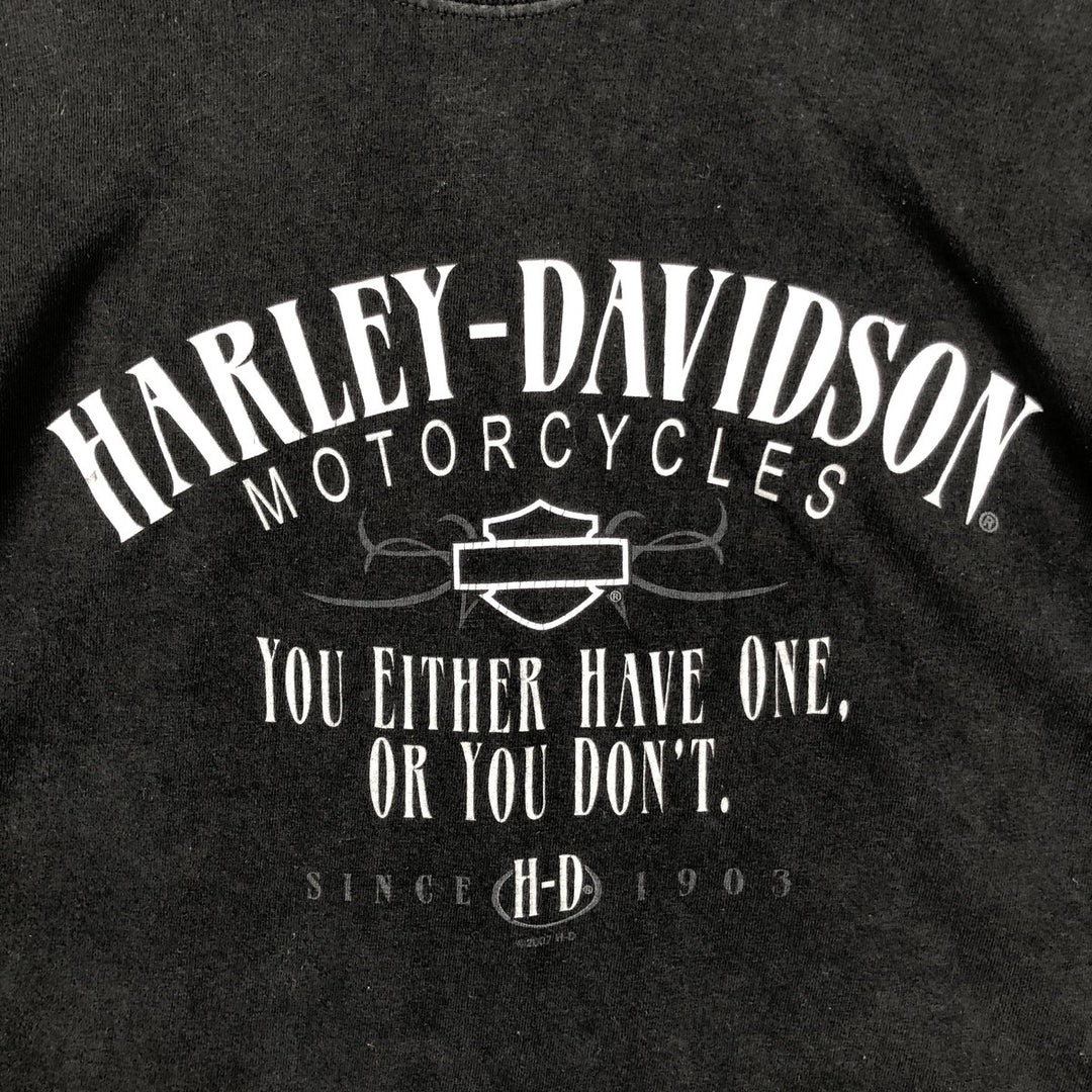 2000'S Harley-Davidson Eagle Pattern Motorcycle T-Shirt, Made in USA, Men's XXL equivalent. cotton black type Vintage Second Hand