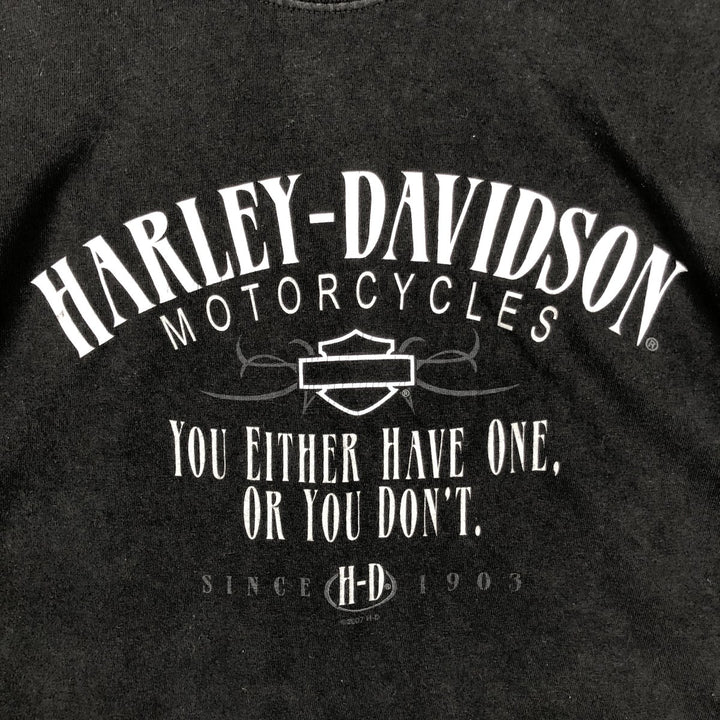 2000'S Harley-Davidson Eagle Pattern Motorcycle T-Shirt, Made in USA, Men's XXL equivalent. cotton black type Vintage Second Hand