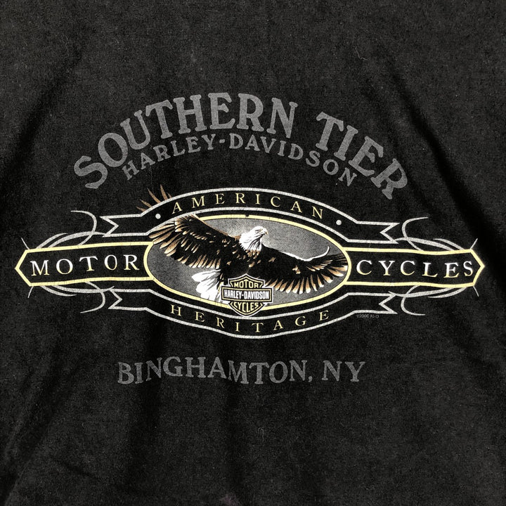 2000'S Harley-Davidson Eagle Pattern Motorcycle T-Shirt, Made in USA, Men's XXL equivalent. cotton black type Vintage Second Hand