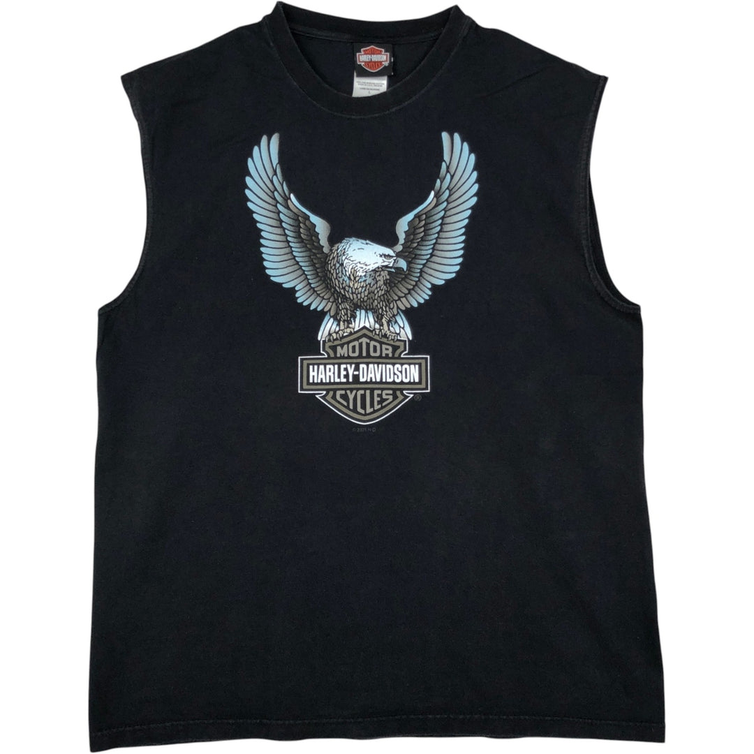 2000'S Harley-Davidson Eagle Pattern Tank Top, Made in USA, Men's Size L (approx.) cotton black type Vintage Second Hand