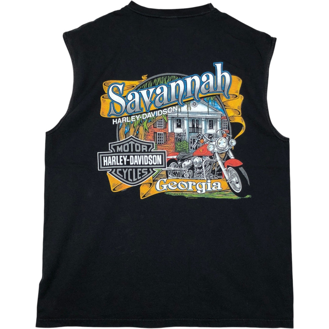 2000'S Harley-Davidson Eagle Pattern Tank Top, Made in USA, Men's Size L (approx.) cotton black type Vintage Second Hand