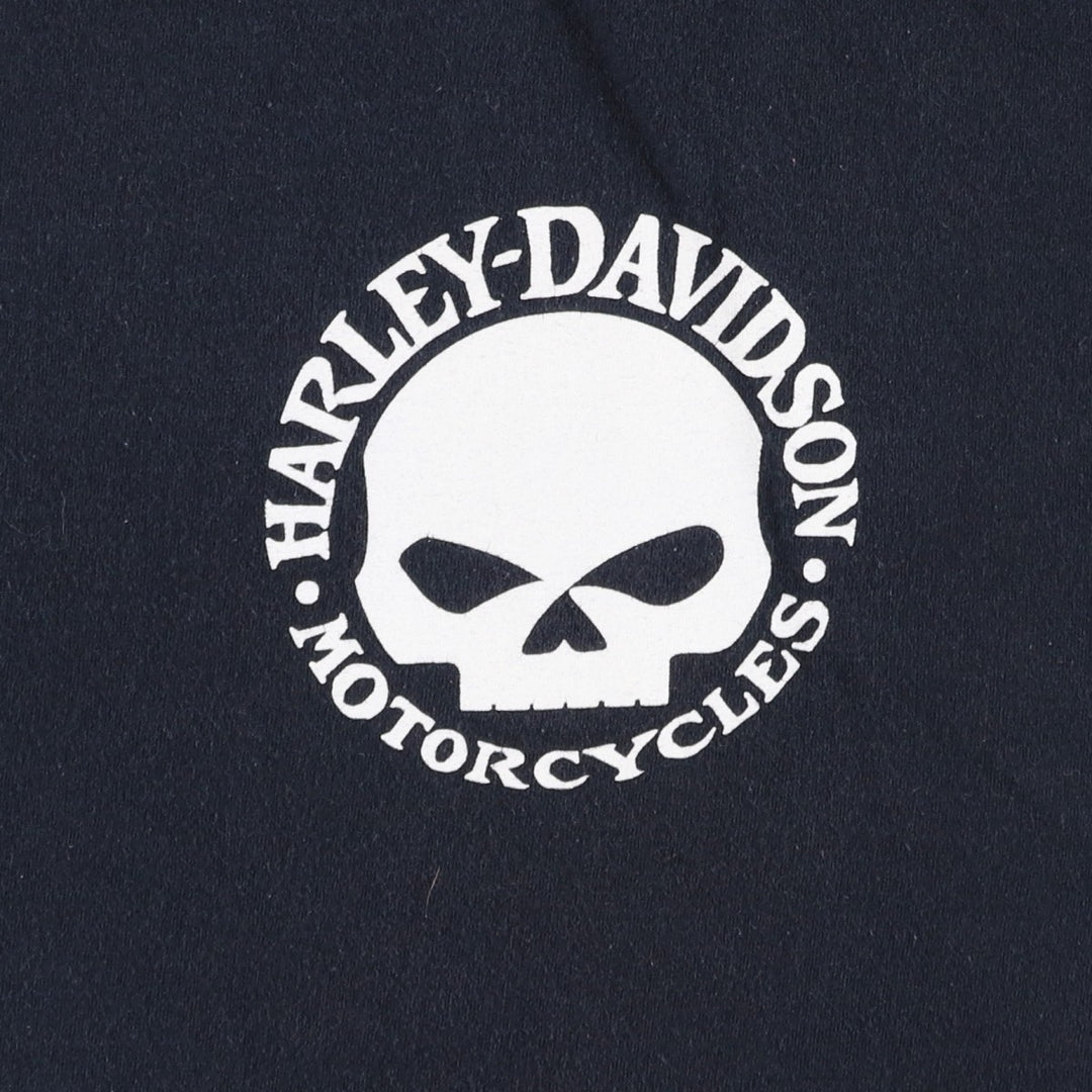 Fruit of the Loom Heavy Cotton Harley-Davidson Skull Pattern Motorcycle T-Shirt, Men's Size XL (approx.) cotton black type Vintage Second Hand
