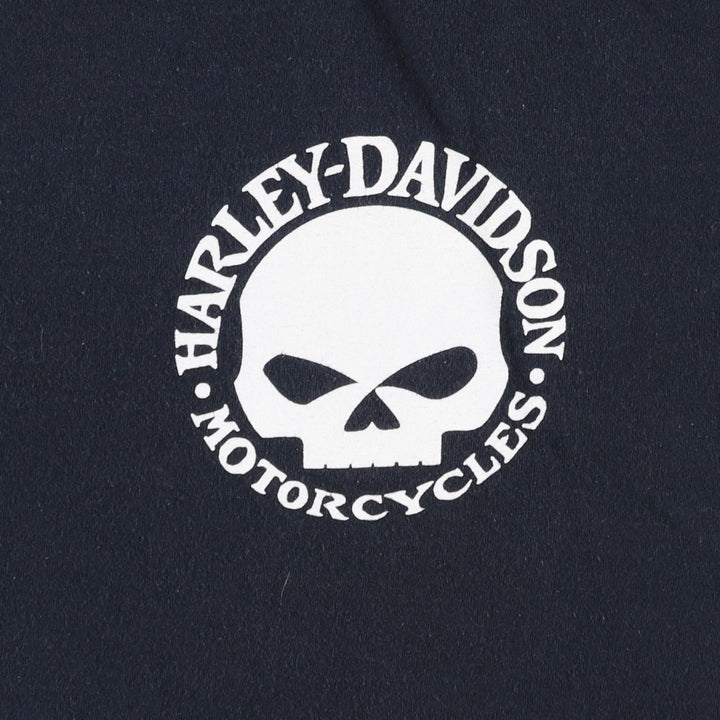 Fruit of the Loom Heavy Cotton Harley-Davidson Skull Pattern Motorcycle T-Shirt, Men's Size XL (approx.) cotton black type Vintage Second Hand