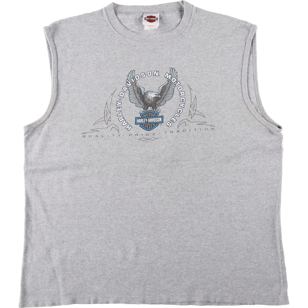 2000'S Harley-Davidson Eagle Pattern Tank Top, Made in USA, Men's XXL equivalent. cotton gray type Vintage Second Hand