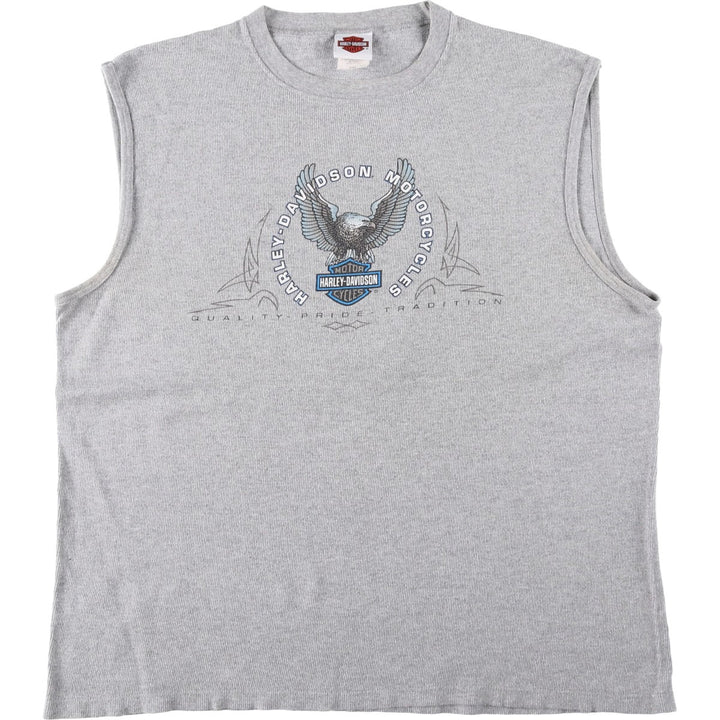 2000'S Harley-Davidson Eagle Pattern Tank Top, Made in USA, Men's XXL equivalent. cotton gray type Vintage Second Hand