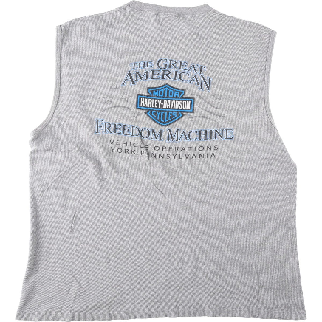 2000'S Harley-Davidson Eagle Pattern Tank Top, Made in USA, Men's XXL equivalent. cotton gray type Vintage Second Hand