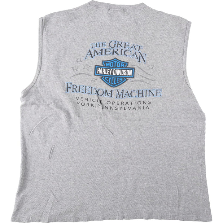 2000'S Harley-Davidson Eagle Pattern Tank Top, Made in USA, Men's XXL equivalent. cotton gray type Vintage Second Hand
