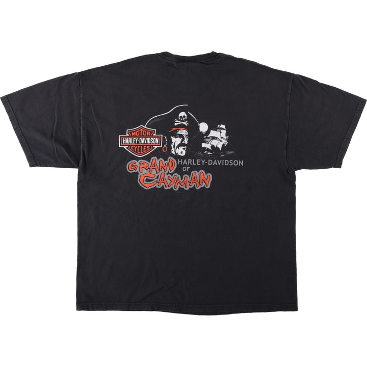 00'S Harley-Davidson Skull Pattern Motorcycle Bike T-shirt Made in USA Men's XL cotton black type Vintage Second Hand