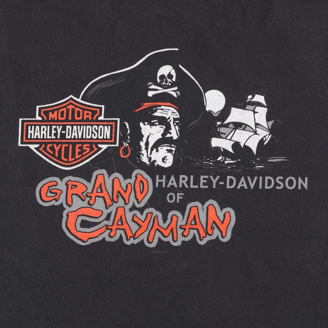 00'S Harley-Davidson Skull Pattern Motorcycle Bike T-shirt Made in USA Men's XL cotton black type Vintage Second Hand