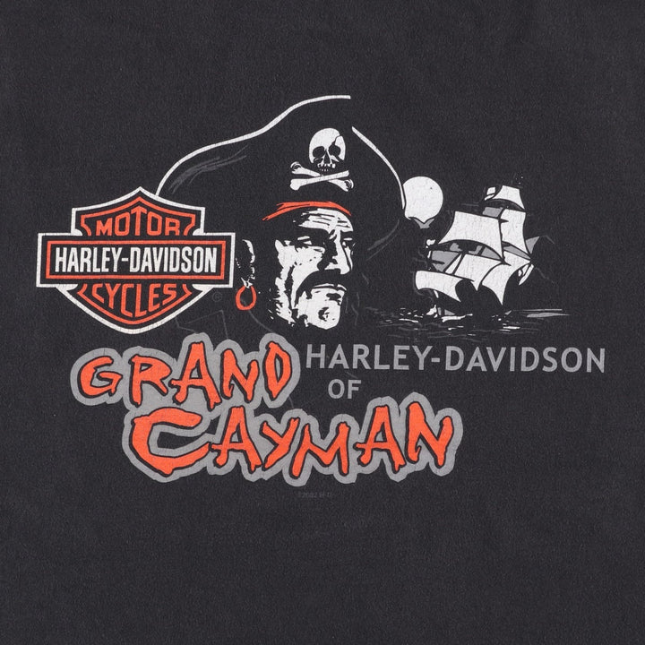 00'S Harley-Davidson Skull Pattern Motorcycle Bike T-shirt Made in USA Men's XL cotton black type Vintage Second Hand