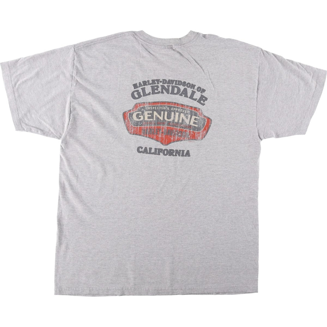 00'S Harley-Davidson Skull Pattern Motorcycle Bike T-shirt Men's XL size unclear gray type Vintage Second Hand