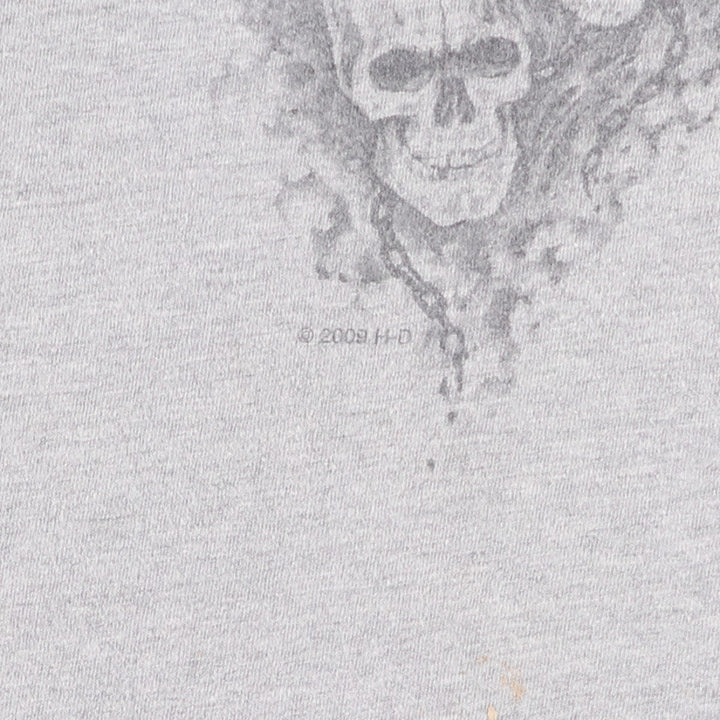 00'S Harley-Davidson Skull Pattern Motorcycle Bike T-shirt Men's XL size unclear gray type Vintage Second Hand