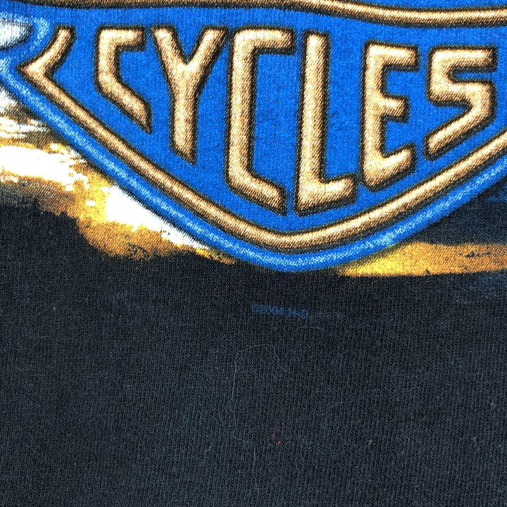 2000'S Harley-Davidson Eagle Pattern Motorcycle T-Shirt, Made in USA, Men's Size XL (approx.) cotton black type Vintage Second Hand