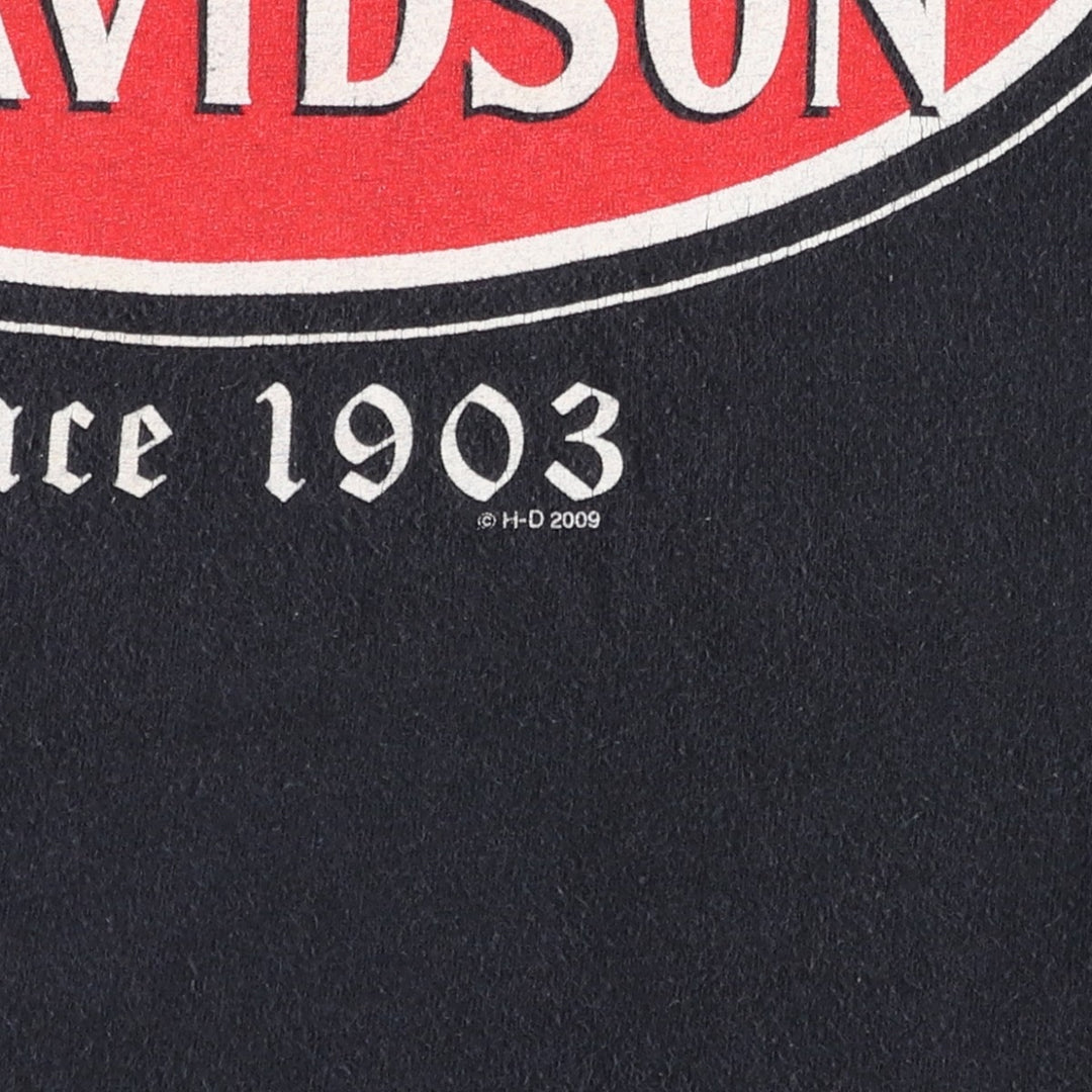 2000'S Harley-Davidson American flag pattern skull pattern motorcycle bike t-shirt, men's size L (approx.) cotton black type Vintage Second Hand