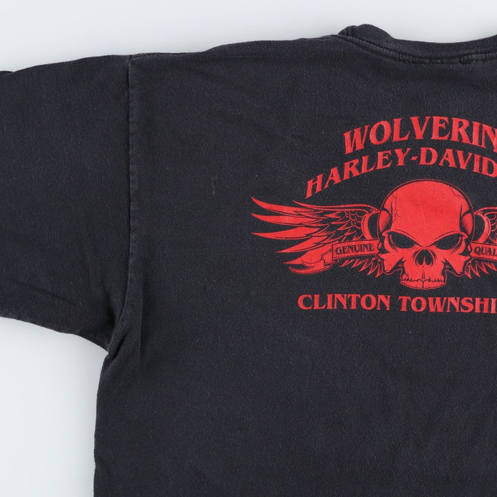 2000'S Harley-Davidson American flag pattern skull pattern motorcycle bike t-shirt, men's size L (approx.) cotton black type Vintage Second Hand