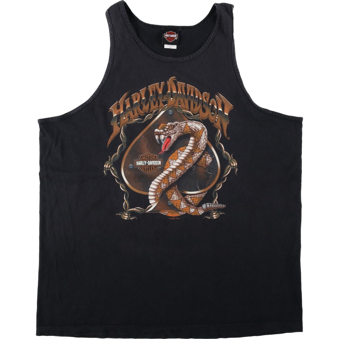 2000'S Harley-Davidson Snake Pattern Python Tank Top, Men's XXL (approx.) cotton black type Vintage Second Hand