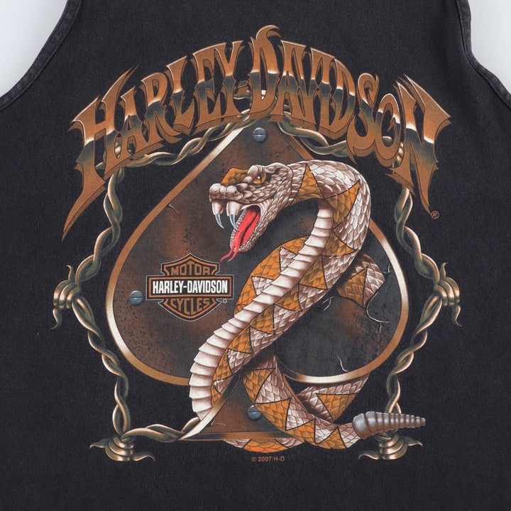 2000'S Harley-Davidson Snake Pattern Python Tank Top, Men's XXL (approx.) cotton black type Vintage Second Hand