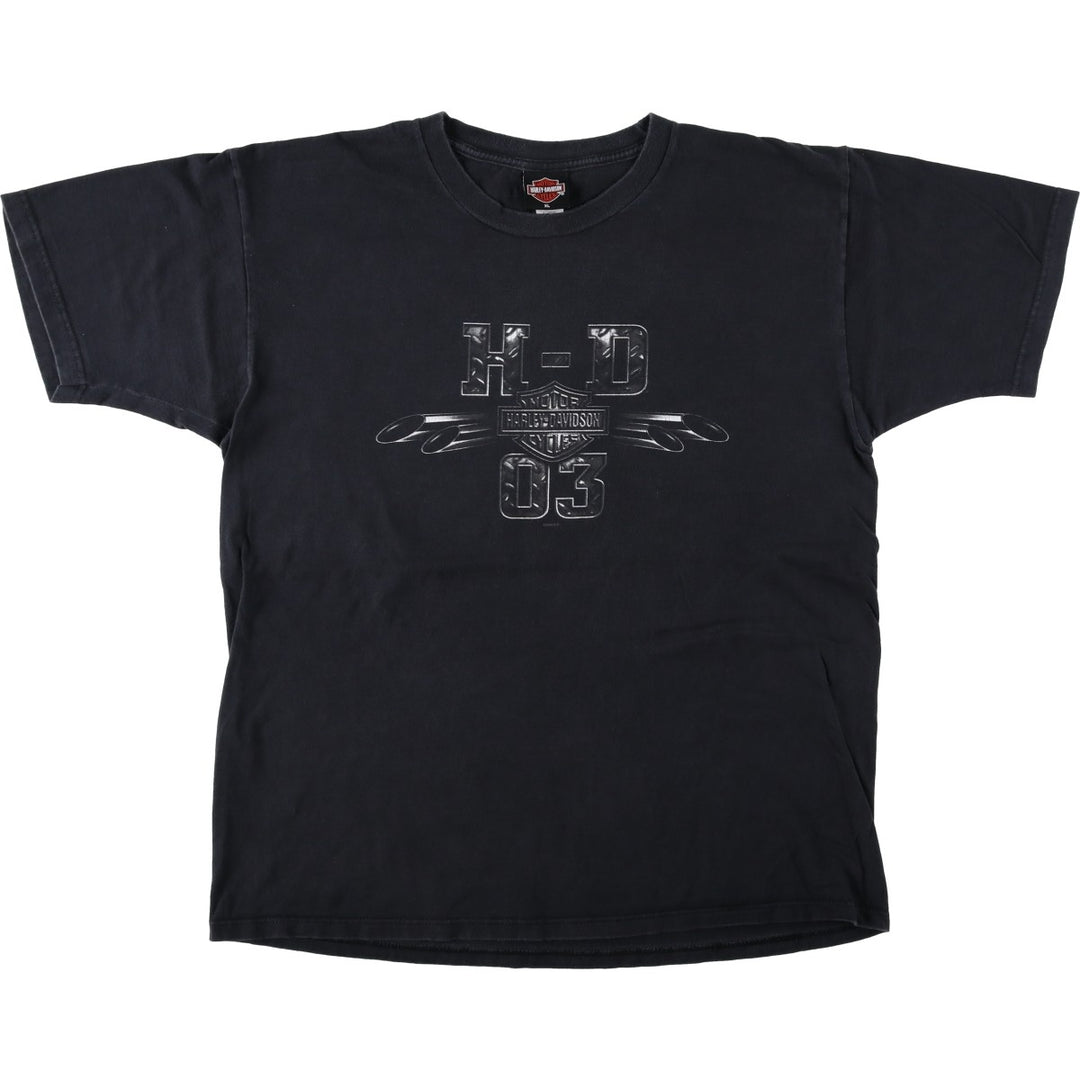 00'S Harley-Davidson Motorcycle Bike T-shirt Made in USA Men's XL cotton black type Vintage Second Hand