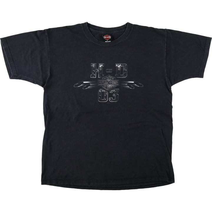 00'S Harley-Davidson Motorcycle Bike T-shirt Made in USA Men's XL cotton black type Vintage Second Hand