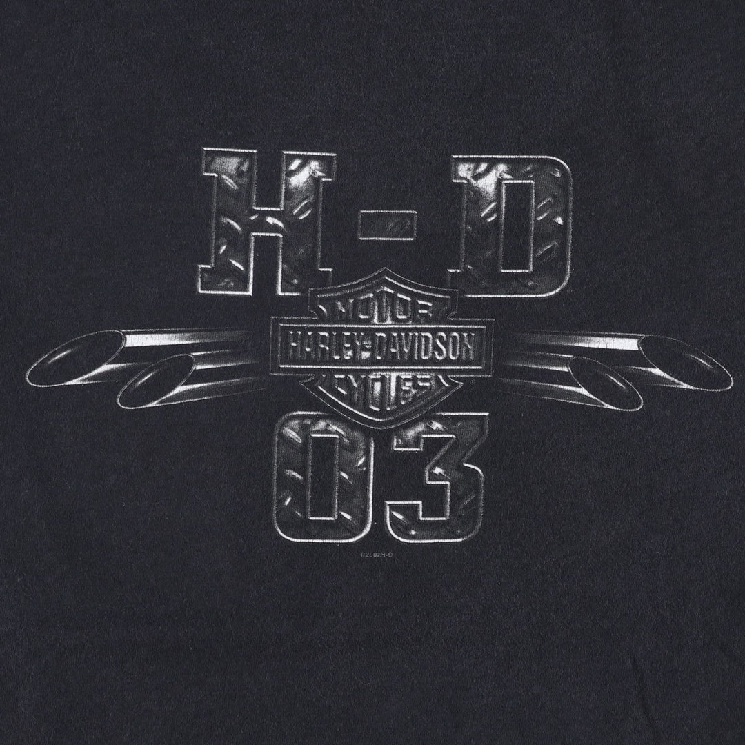 00'S Harley-Davidson Motorcycle Bike T-shirt Made in USA Men's XL cotton black type Vintage Second Hand