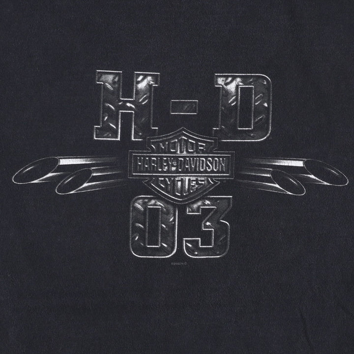 00'S Harley-Davidson Motorcycle Bike T-shirt Made in USA Men's XL cotton black type Vintage Second Hand
